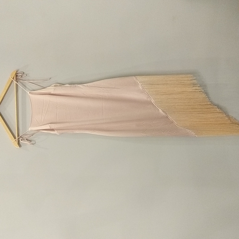 Lulus Satin Pink Dress with Fringe